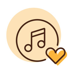 Musical note icon and favorite, like symbol