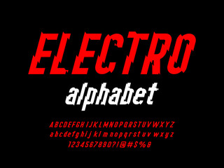electrical style alphabet design with uppercase, lowercase, numbers and symbol