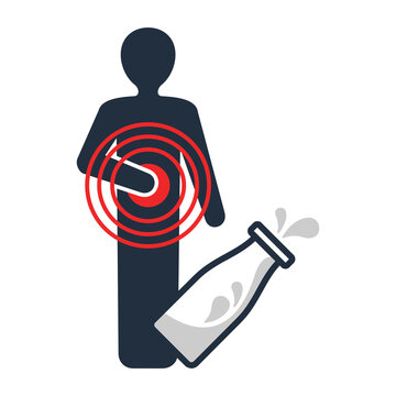 Lactose Intolerance - Person And Pain Circles.