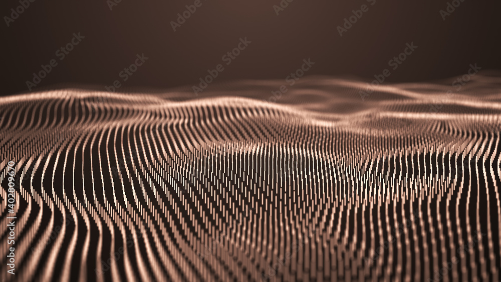 Poster abstract gradient dynamic wave of glowing lines. network of neon lines. big data. digital background