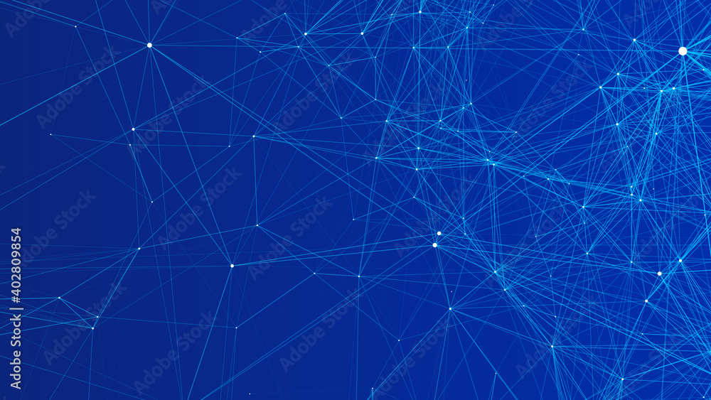 Poster digital plexus of glowing lines and dots. abstract background. 3d rendering. network or connection. 