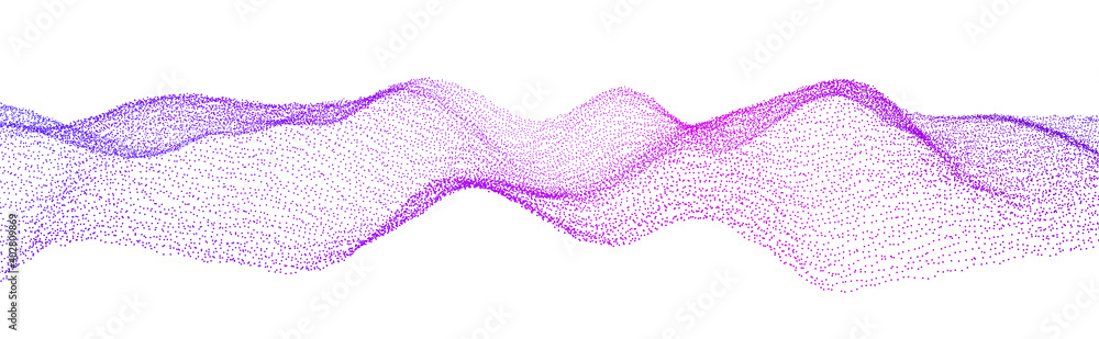 Poster abstract gradient dynamic wave of particles. network of neon dots. big data. digital background. vec