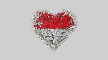 Monaco National Day. 19 November. The Sovereign Prince's Day. Heart shape made out of flowers on white background. 3D rendering.