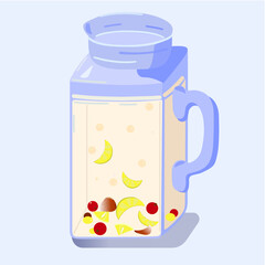 Vector illustration of a jug of fresh, drink with lemon and berries. Icon design for menu, bar, kitchen design, textiles