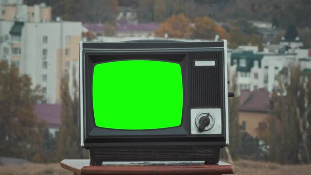 Retro tv with green screen.