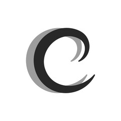Letter C logo monogram with shadow, typography capital mark minimal style