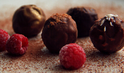 a gentle milk truffle handmade chocolates with raspberries