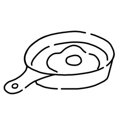 手書き風　フライパンのイラスト　目玉焼き