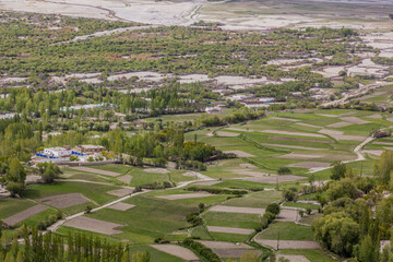 Fototapeta na wymiar Aerial view of Langar village in Wakhan valley, Tajikistan