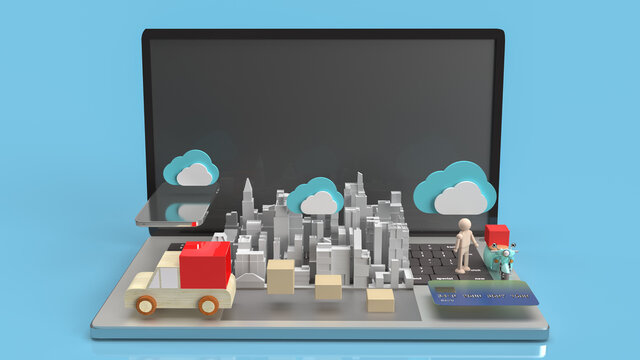 The cloud and technology equipment for CLOUD COMPUTING content 3d rendering..