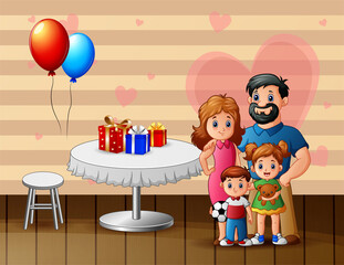 Obraz na płótnie Canvas Illustration the family member celebrate a Valentine Day