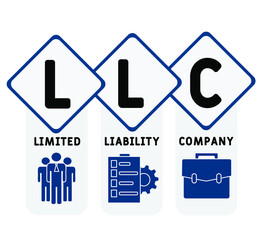 LLC - Limited liability company acronym. business concept background.  vector illustration concept with keywords and icons. lettering illustration with icons for web banner, flyer, landing page