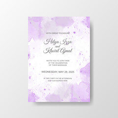 Beautiful wedding card watercolor with splash
