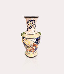 Chinese vase in ancient traditions isolated on white background. Design element with clipping path