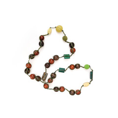 Ethnic wooden beads isolated on white background