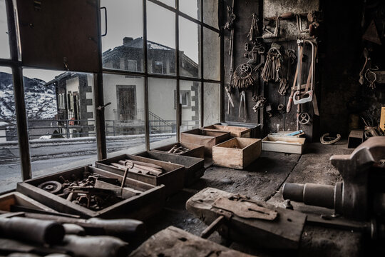 Old tool shed in the village of Grimentz. Swiss Alps