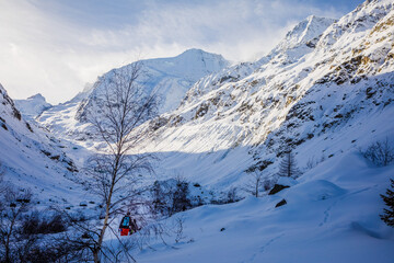 Fototapeta premium Snow hiking. Valais Swiss Alps