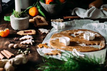 Cooking gingerbread cookies. Dough