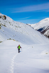 Fototapeta na wymiar Snow hiking. Valais Swiss Alps