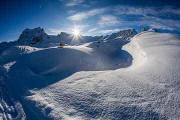 Fototapeta na wymiar Snowy mountain view. Swiss Alps