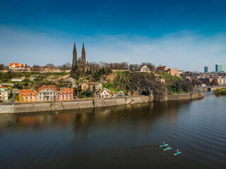 Cathedral Basilica of St Peter and St Paul oin Vysehrad fortress above the river Moldau