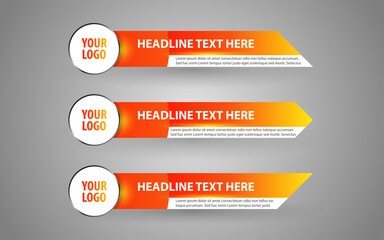 Set collection vector of Broadcast News Lower Thirds Template layout design banner for bar Headline news title, sport game in Television, Video and Media Channel