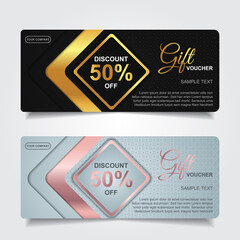 Collection of luxury gift cards and invitations with elegant gold element decoration. Vector layout design template can use for voucher, ticket, coupun in holiday event