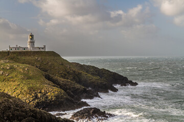 Fototapeta na wymiar Strumble Head Lighthouse in stormy weather