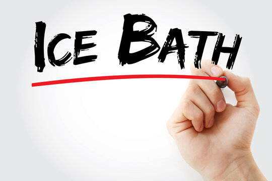 Ice bath text with marker, concept background