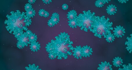 Fototapeta na wymiar Coronavirus cells. Group of viruses that cause respiratory infections. 3D rendering 3D illustration