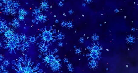 Coronavirus cells COVID-19 Infectious disease. Fast transmission of disease. High concentration of coronavirus. 3D rendering 3D illustration 3D rendering