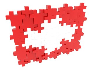 Abstract Swiss flag from puzzle pieces