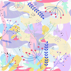 Fototapeta na wymiar Seamless abstract floral pattern of delicate pastel colors for printing, fabrics