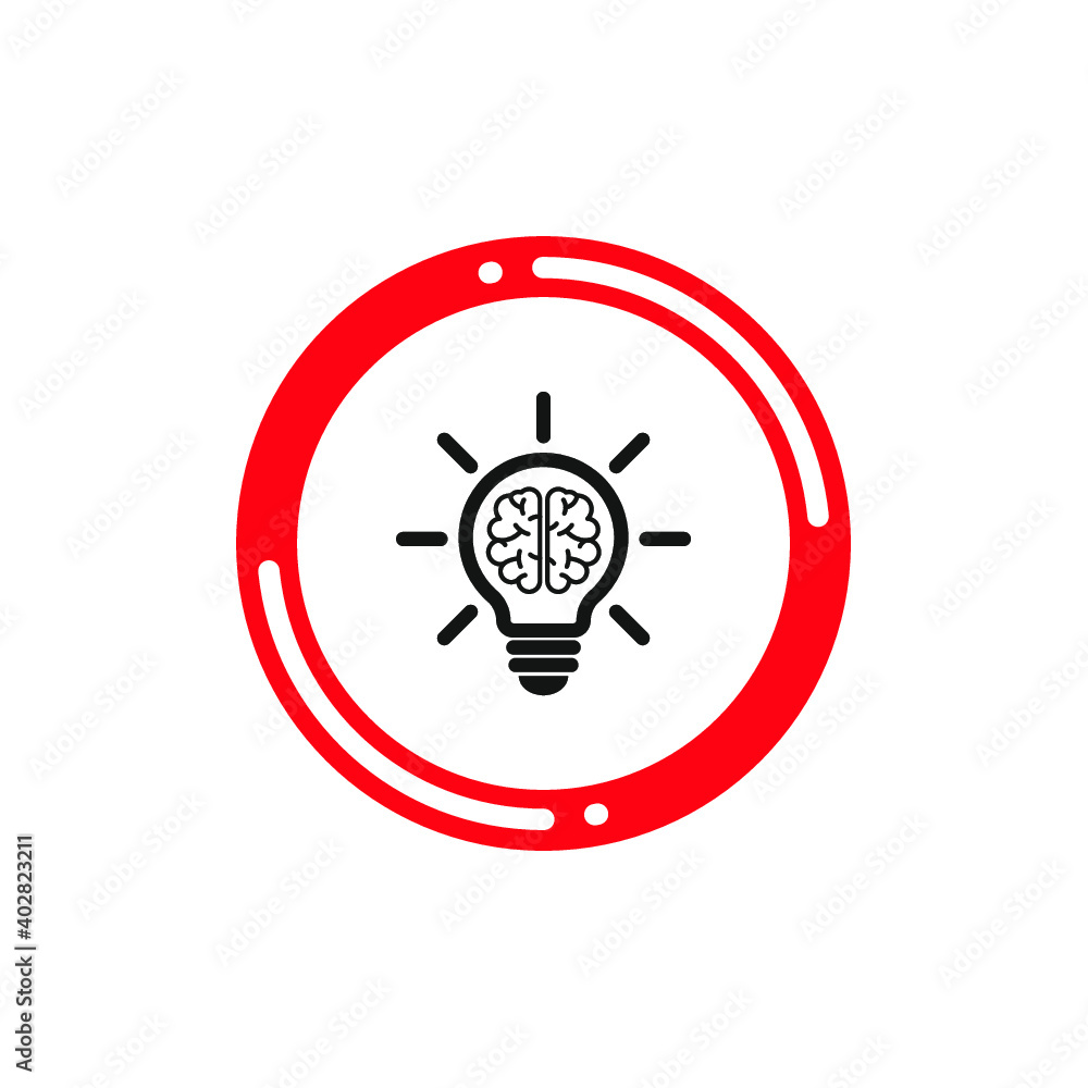 Poster light bulb idea concept line in red circle