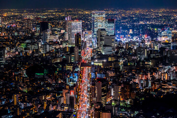 Fototapeta na wymiar Night view of Shibuya, Tokyo, a famous sightseeing spot in Japan.