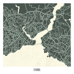 Istanbul (Turkey) street network map. istanbul map poster