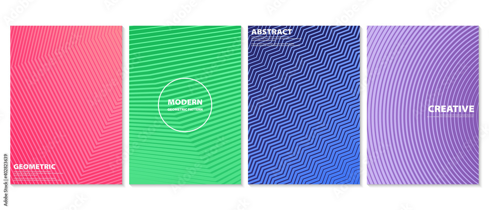 Poster abstract colorful minimal covers pattern design set. halftone in gradient a4 template book. illustra