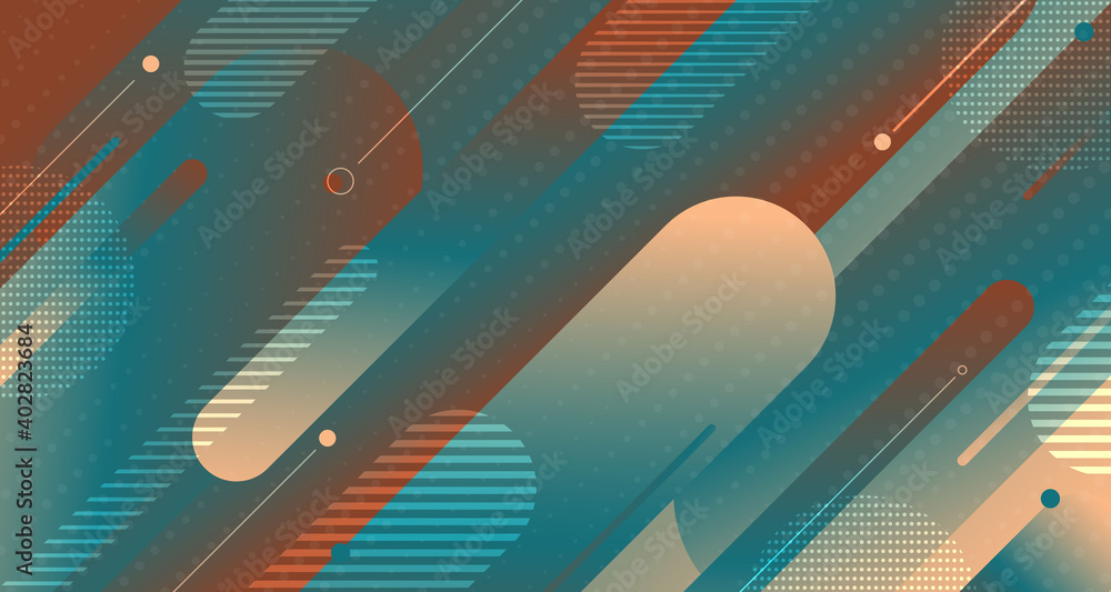 Poster abstract colorful futuristic gradient rounded line elements shape pattern template. decorate colors 