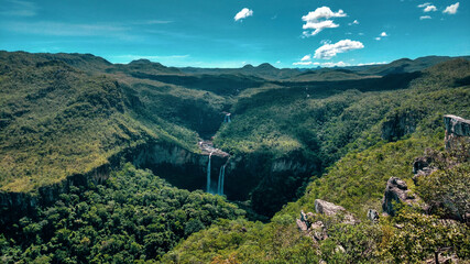 view of a waterfall in the brazilian cerrado