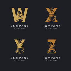 Letter W X Y and Z with abstract coffee cup logo template