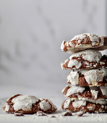 Crinkles cookie on a white marble surface