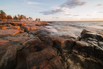 Beautiful rocky shoreline in Finland