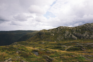Green rocky mountain  hills in Norway