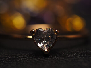 Close up Shoot of gold ring with beautiful sparkling diamond beads