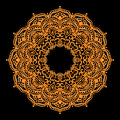 New Ornaments  Mandala design on black background with golden color design.
