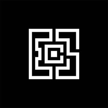 simple typography ecs square vector logo