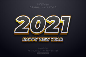 2021 Happy New Year Black Golden Editable Text Effect Font Style