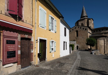 colorful buildings in a french town