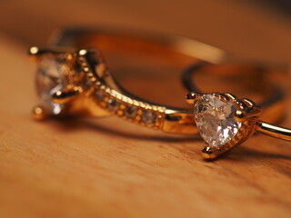 Close up Shoot of gold ring with beautiful sparkling diamond beads
