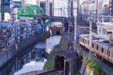 Naklejka premium 東京都千代田区御茶ノ水の街並みの景色